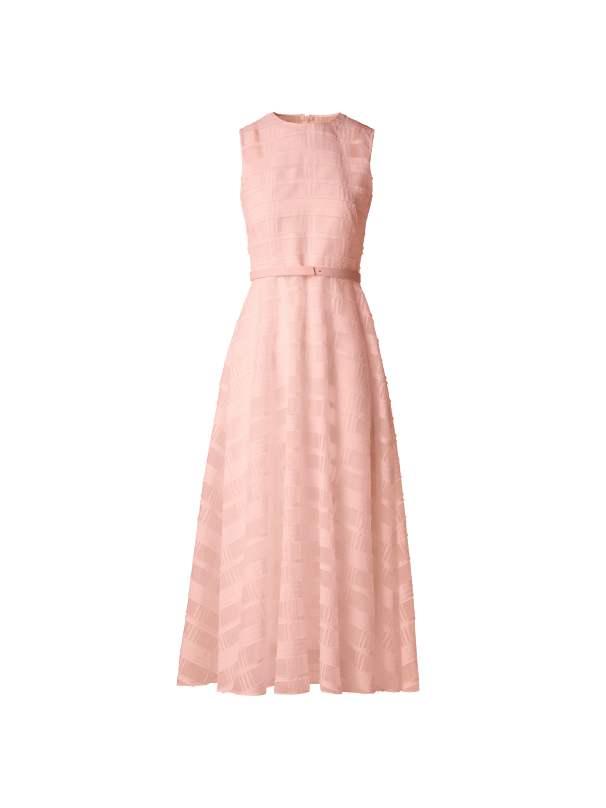 Designer Fit-and-Flare Midi Dress in Cotton Organza - pastel - pink