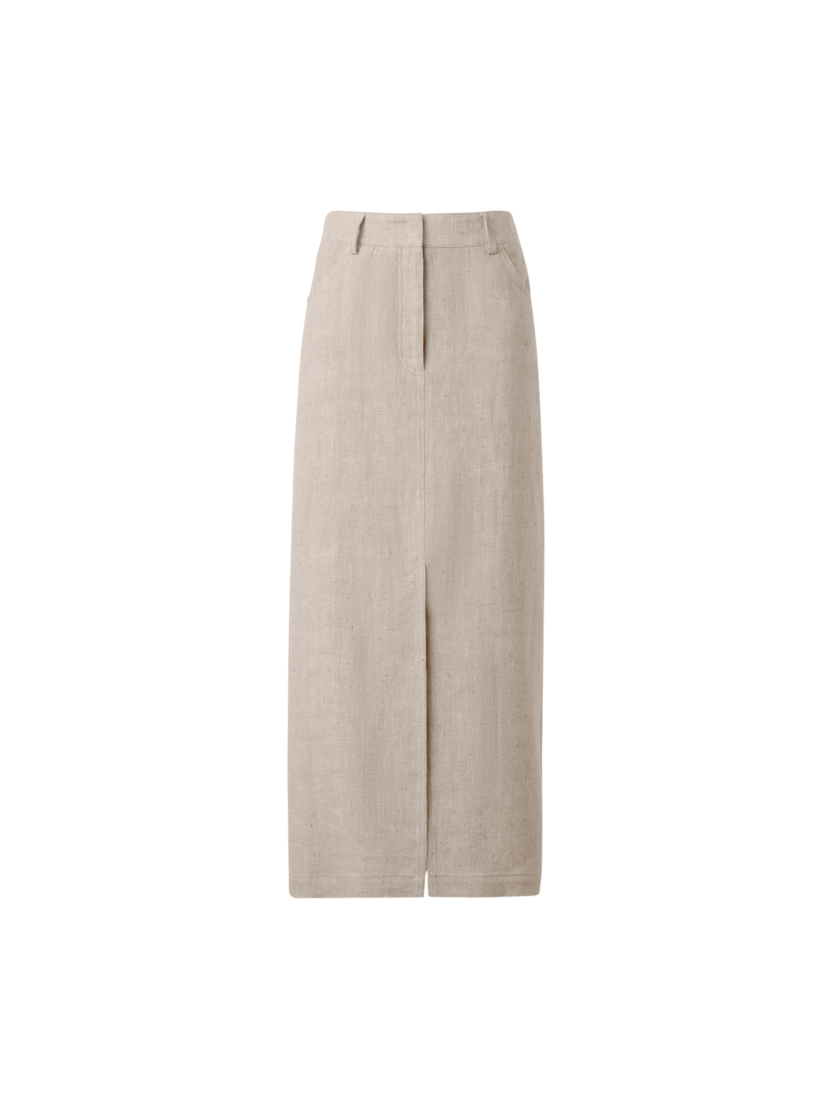 Designer Long Pencil Skirt in Linen - neutral - pastel - beige