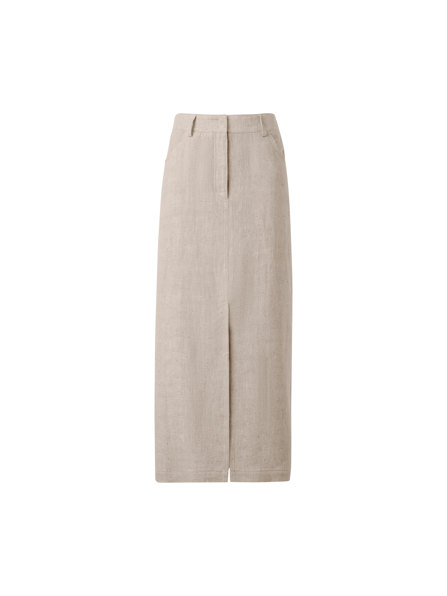 Designer Long Pencil Skirt in Linen - neutral - pastel - beige