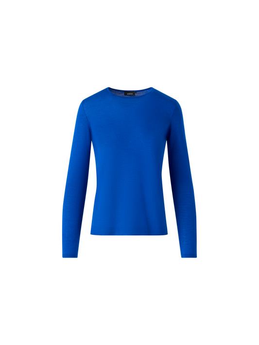 Designer Seamless Crew Neck Sweater in Cashmere Silk - blue