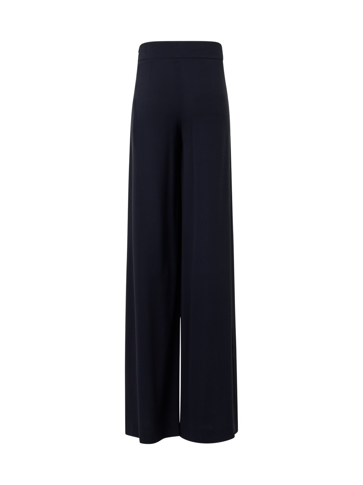 Designer Wide Silk Pants with Slits - navy