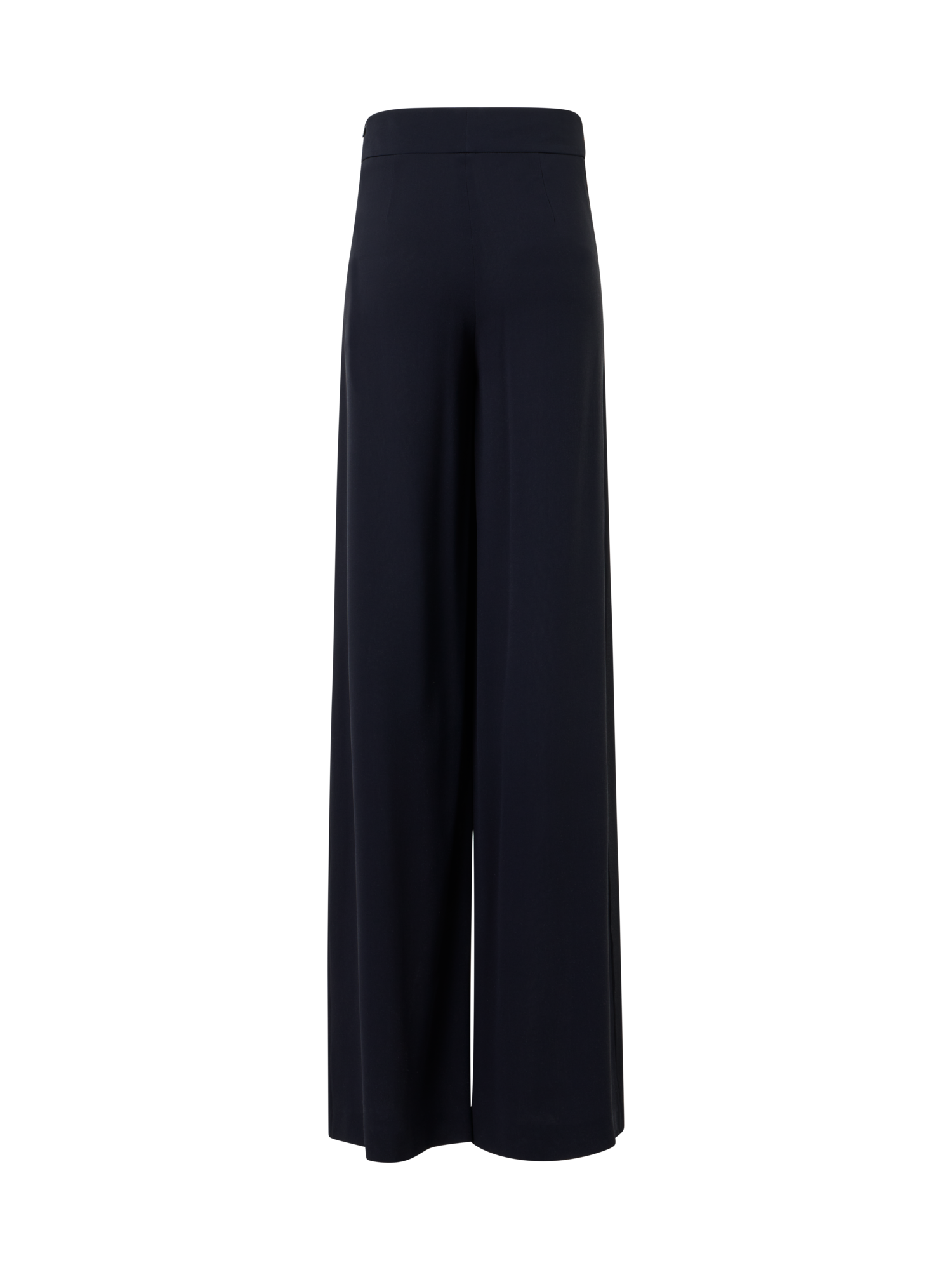 Designer Wide Silk Pants with Slits - navy