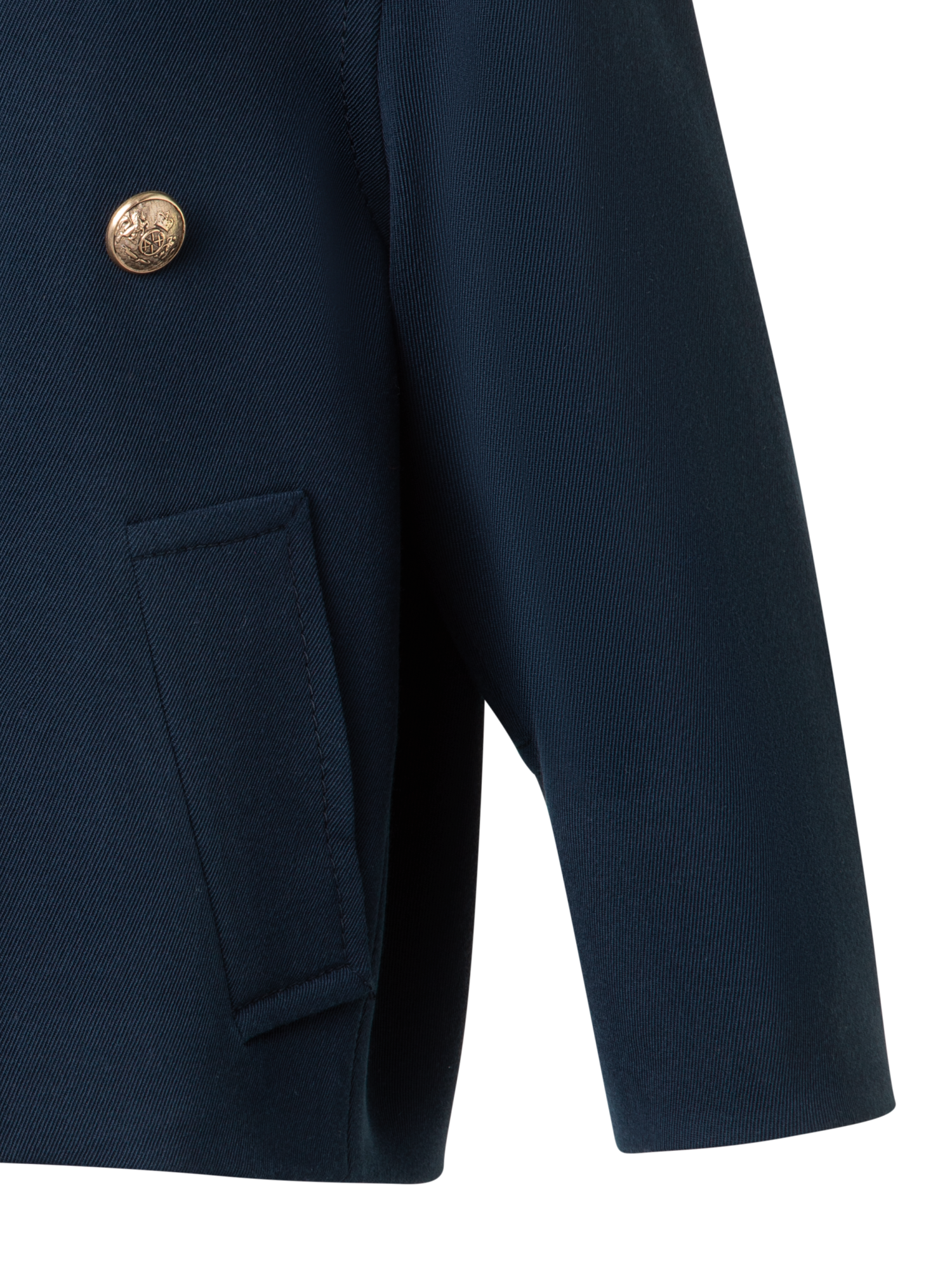 Designer Double-Breasted Wool Pea Coat - navy - blue