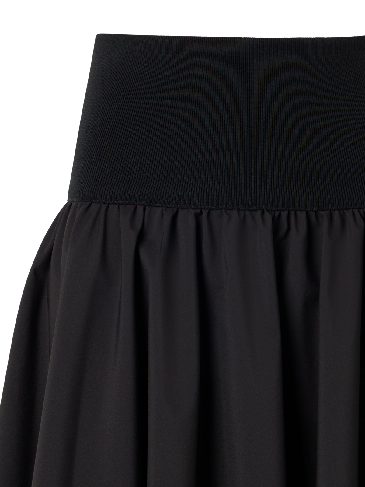 Designer Flared Mixed-Media Mini Skirt - black