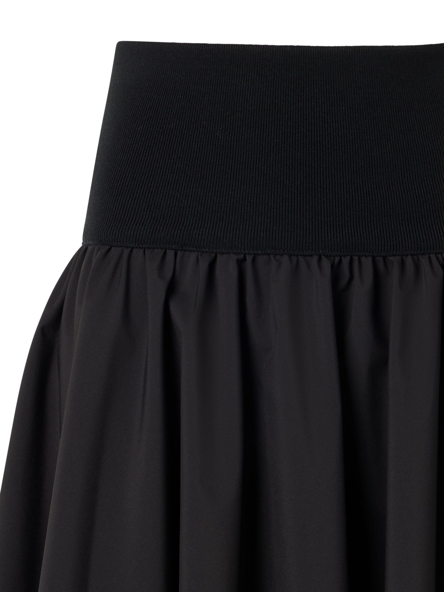 Designer Flared Mixed-Media Mini Skirt - black