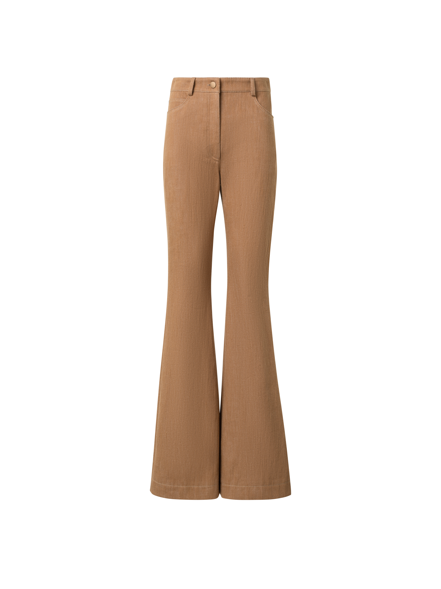 Designer Flared Cotton Wool Denim Pants - brown