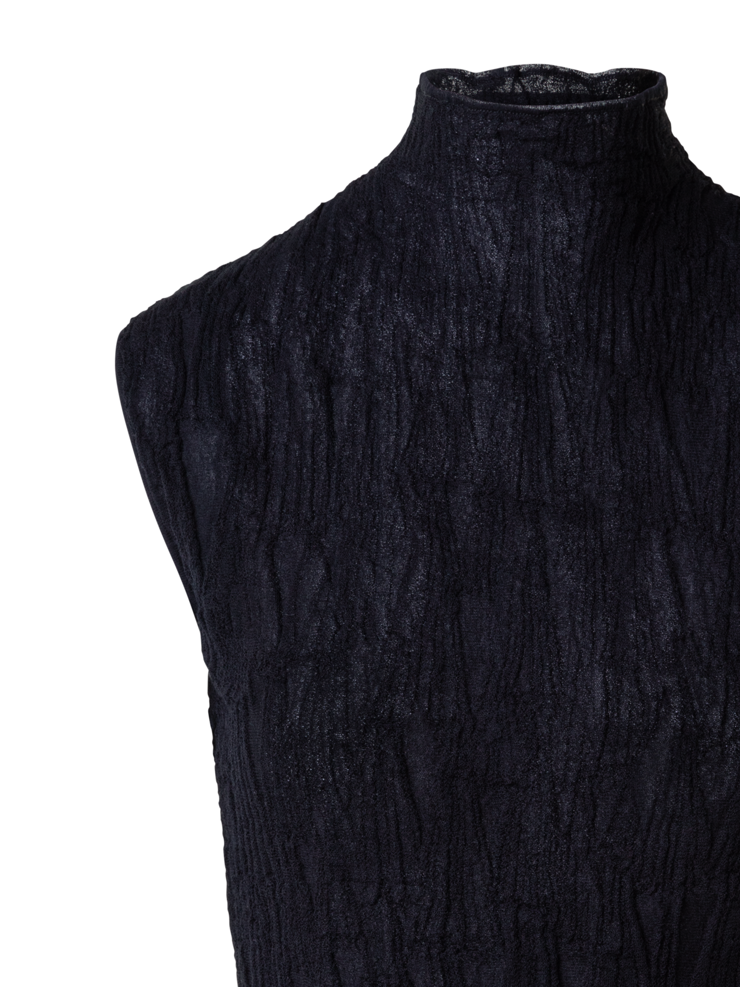 Designer Cotton Blend Knit Top with Asagao 3D Jacquard - black