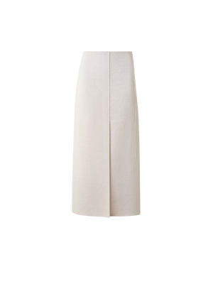 Designer Midi Skirt in Linen Double-Face - neutral - grey - beige