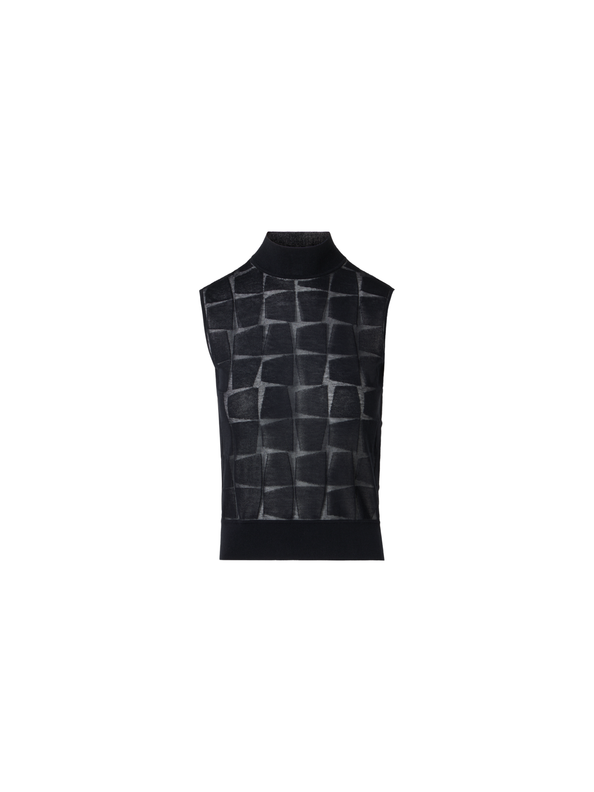 Designer Sleeveless Trapezoid Jacquard Knit Top - black