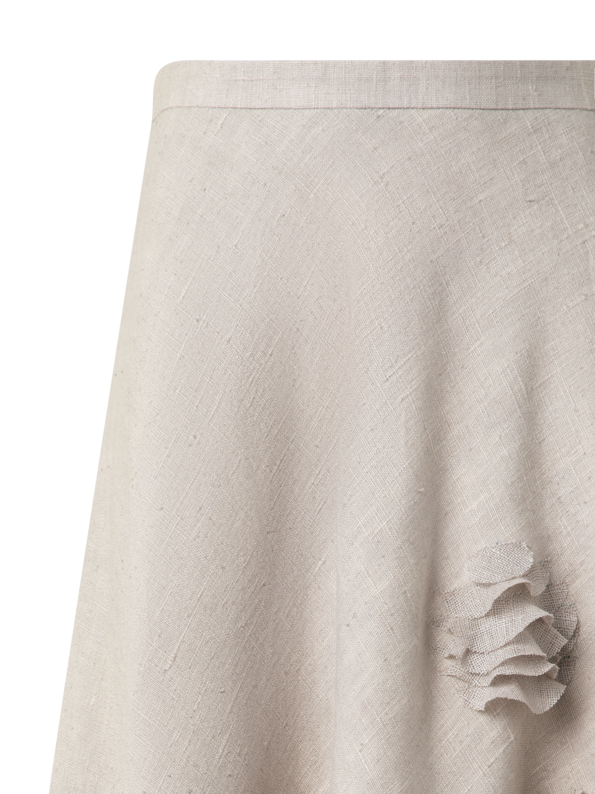 Designer Linen Midi Skirt with 3D Carnation Detail - neutral - pastel - beige