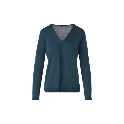 Nahtloser V-Ausschnitt-Pullover aus Kaschmir-Seide