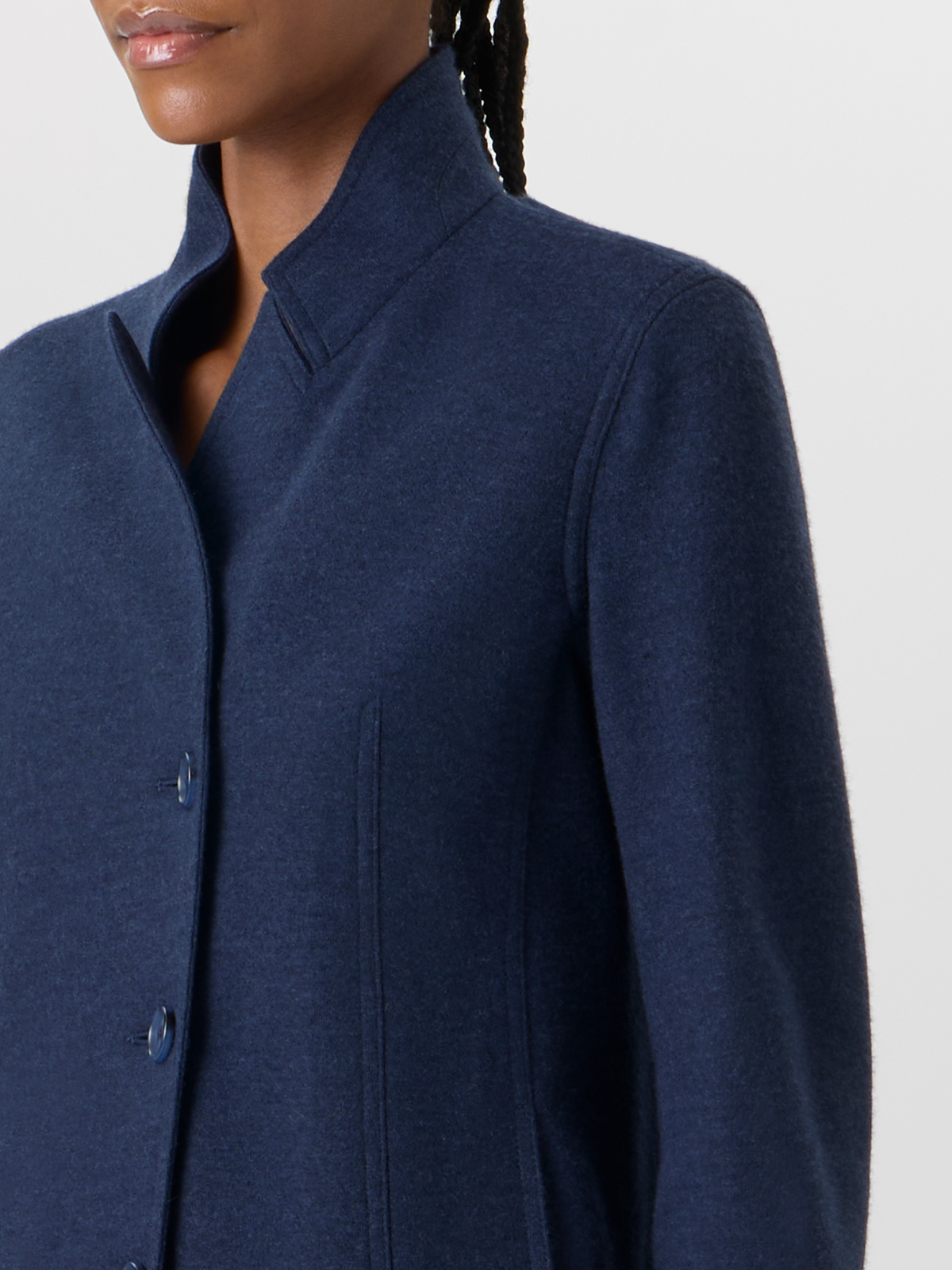 Designer Lima Short Jacket in Cashmere-Jersey - blue #editorial