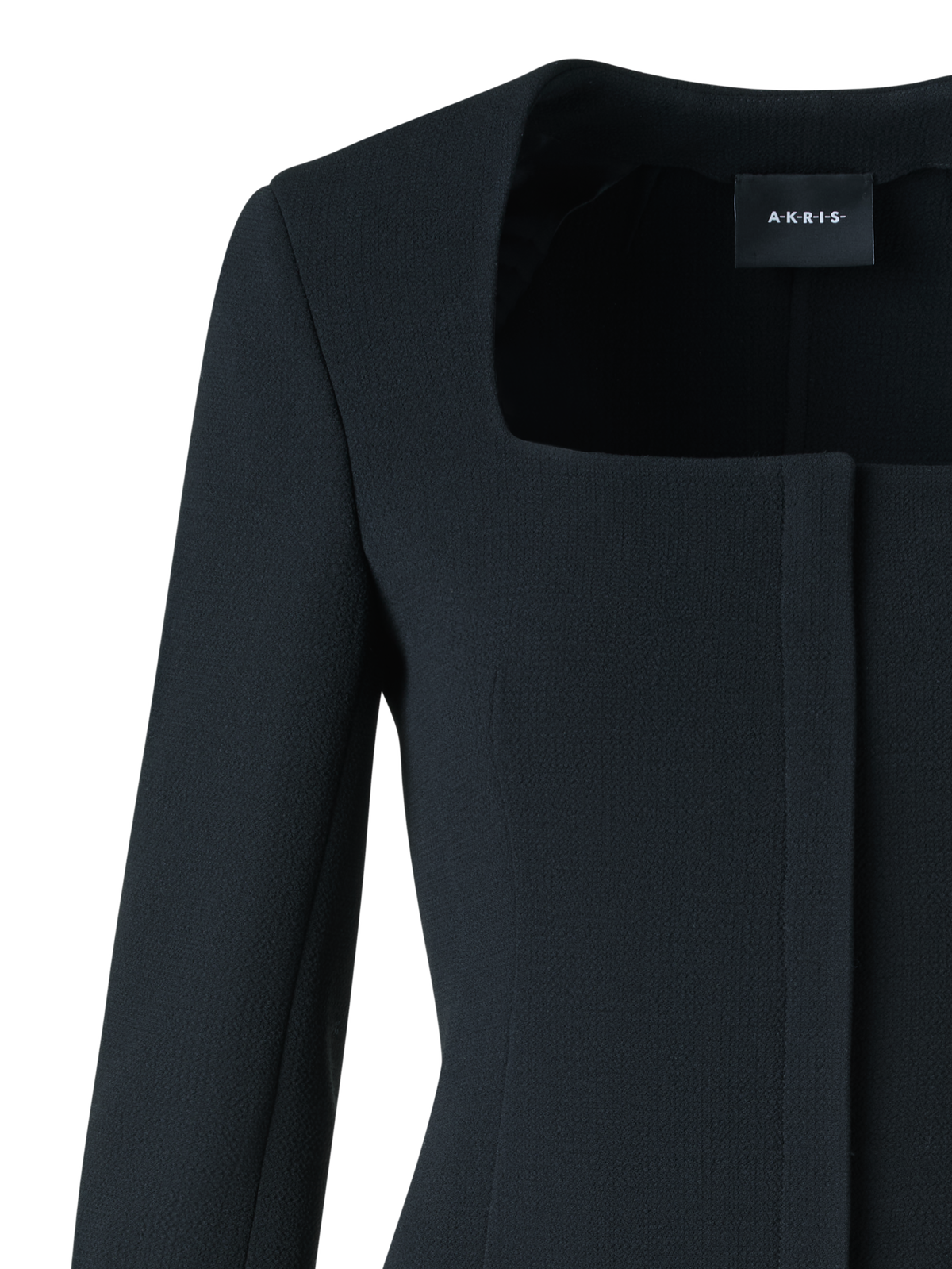 Designer Fitted Trapezoidal Wool Double-Face Jacket - black - neutral