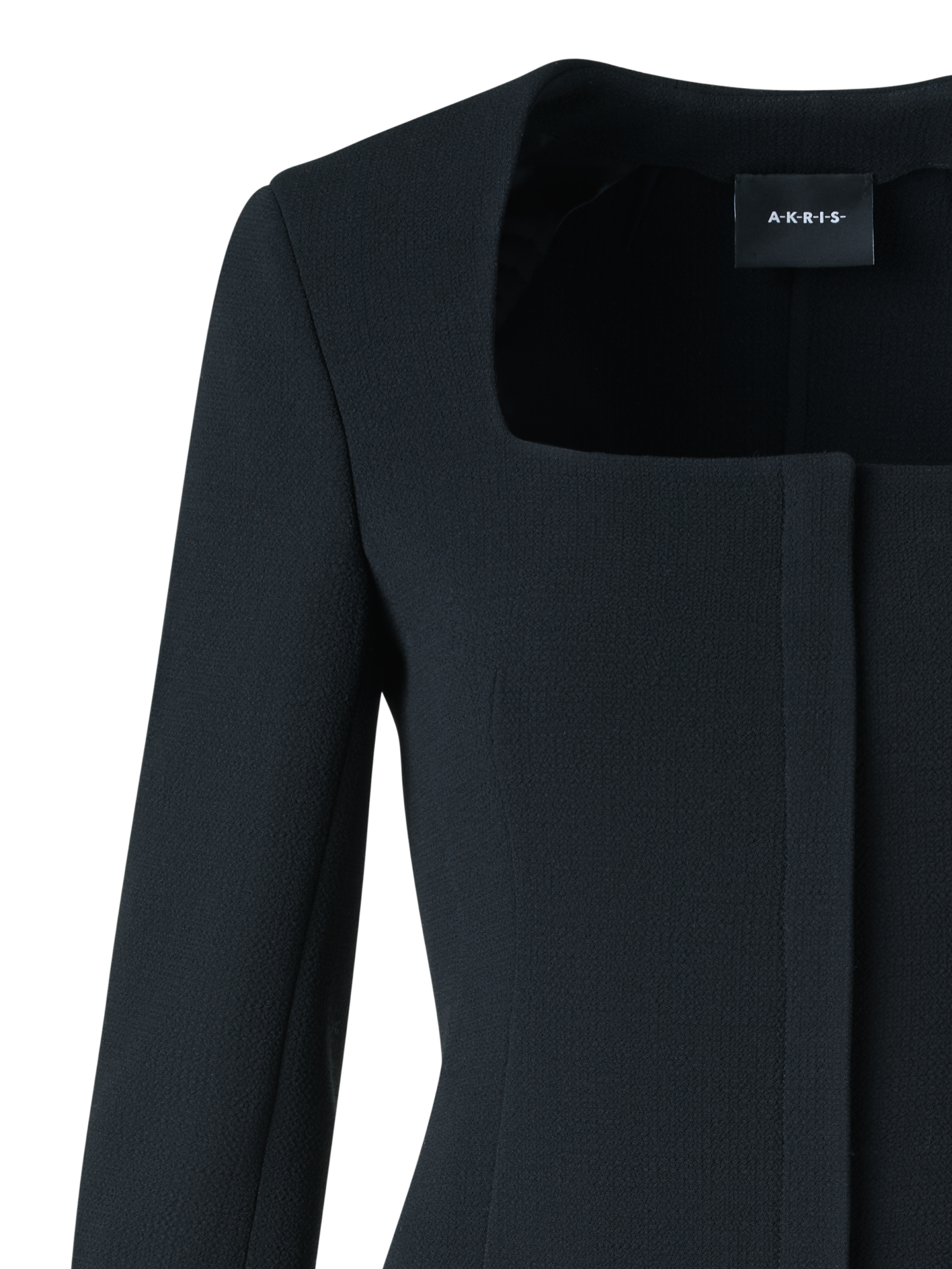 Designer Fitted Trapezoidal Wool Double-Face Jacket - black - neutral