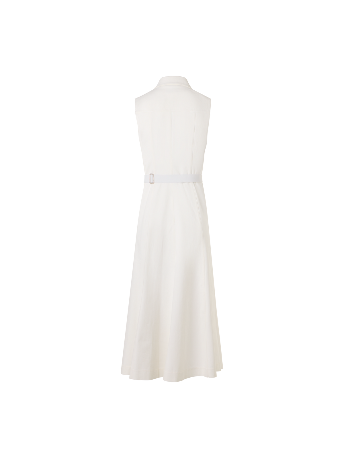 Designer Sleeveless Stretch-Cotton Denim Midi Dress - ecru