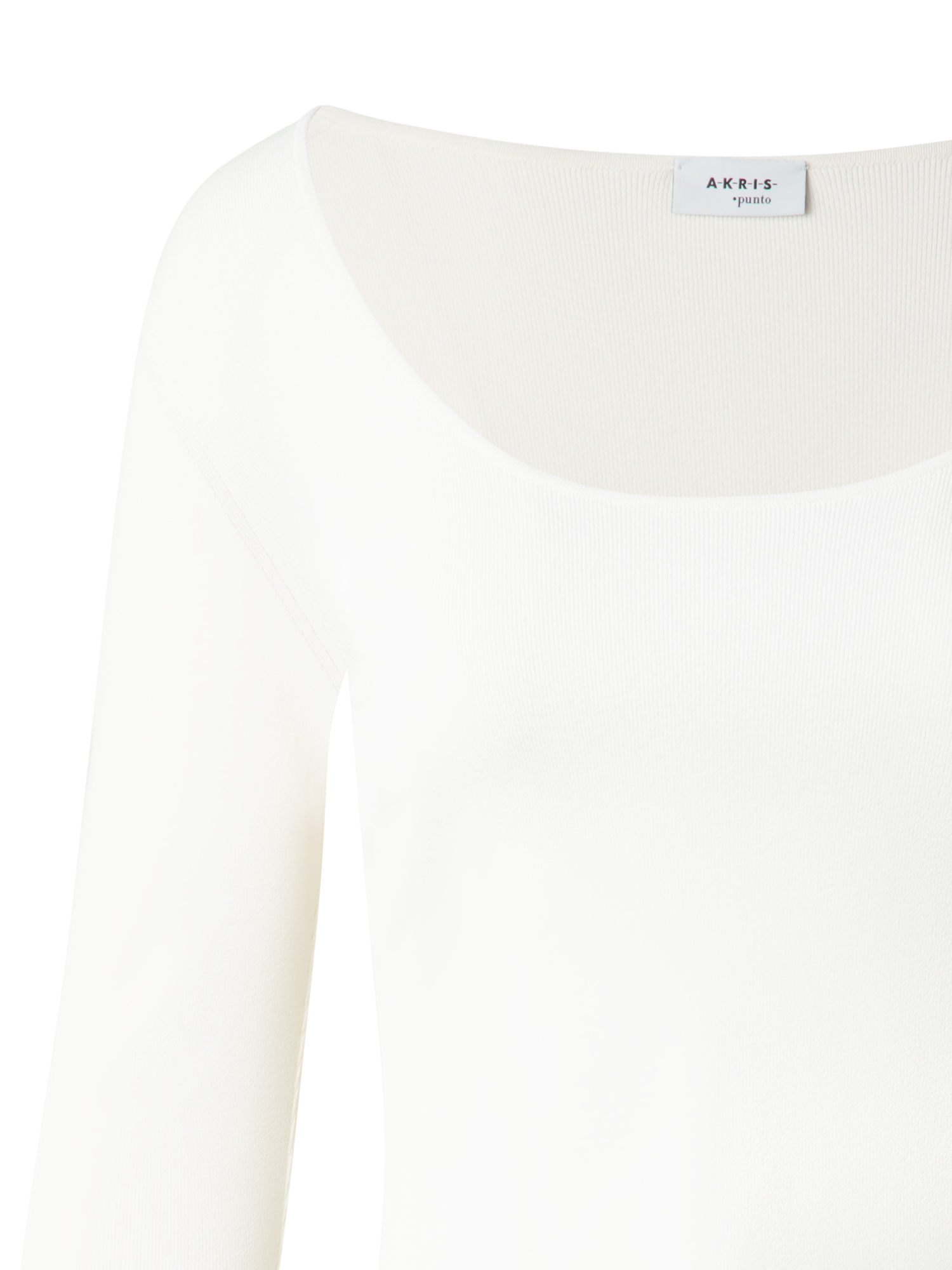 Designer Cropped Long Sleeves Knit Top in Viscose - neutral - white