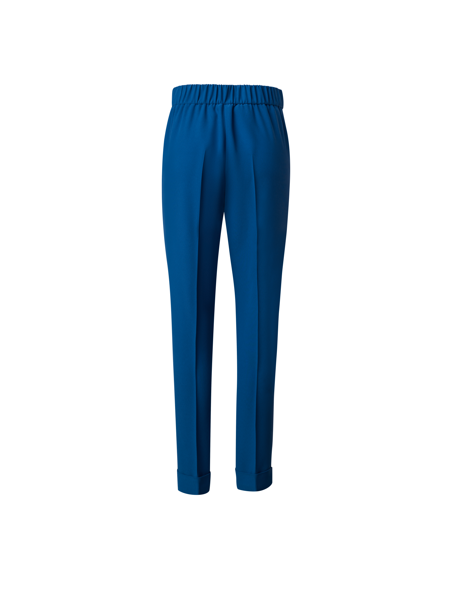 Designer Tapered Crêpe Pants with Elastic Back - blue