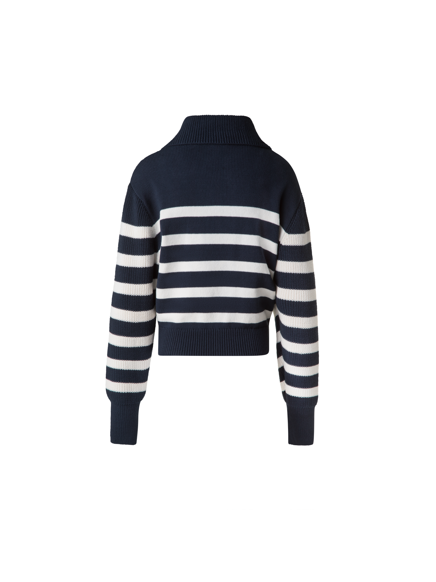 Designer Striped Marine Style Sweater with Sailor Collar - navy - blue - multicolor