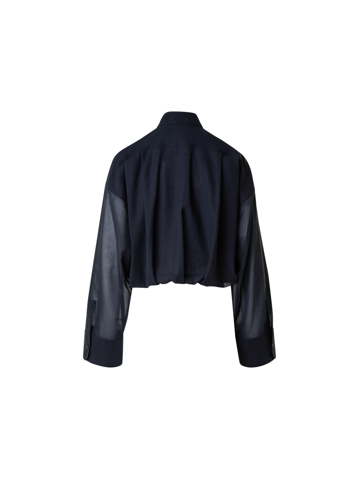 Designer Short Cotton Voile Blouse with Wide Sleeves - black