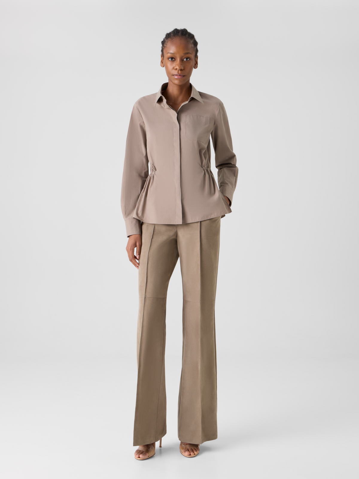 Designer Florine Straight Wide Suede Pants - beige - neutral #editorial