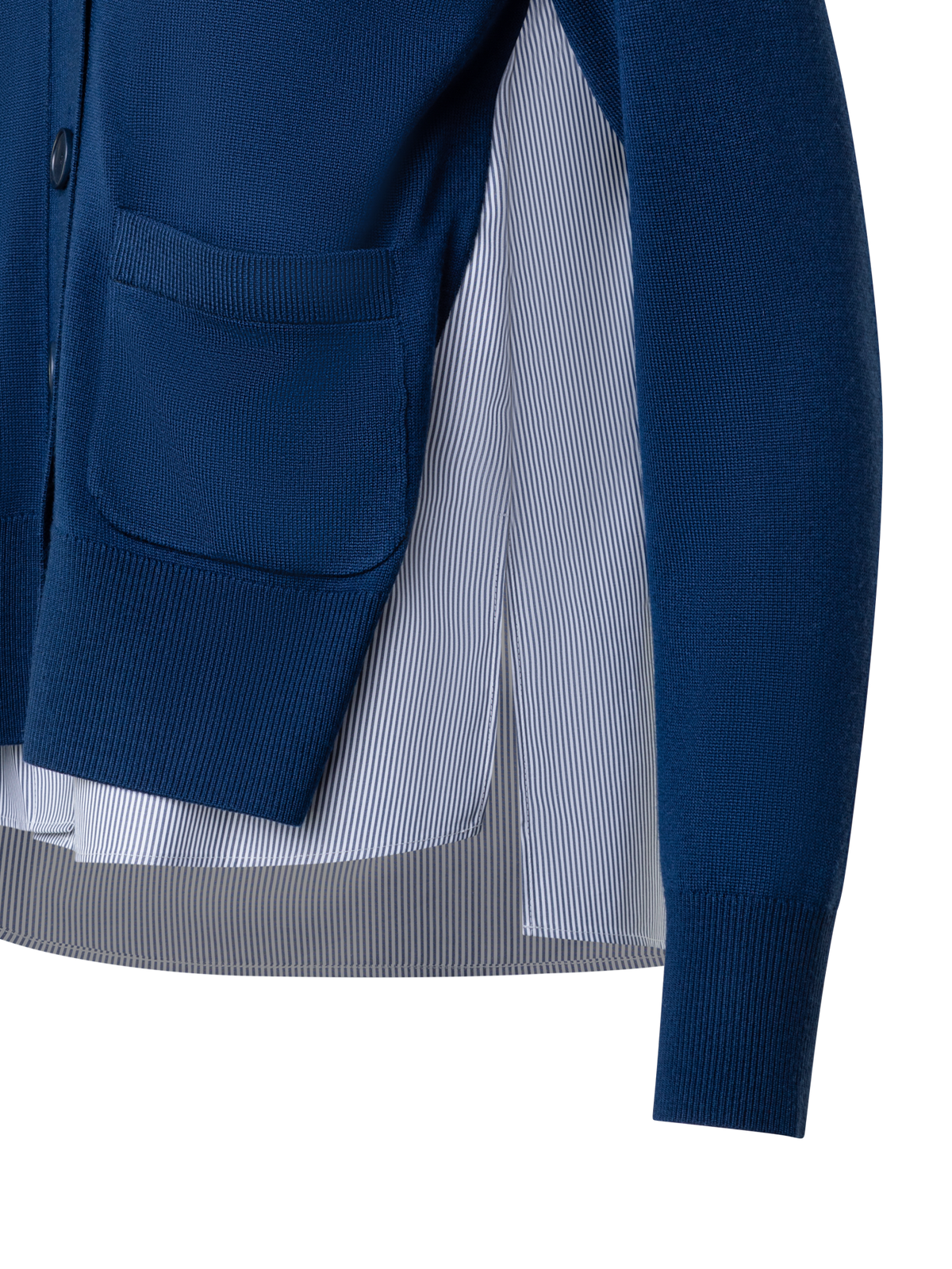 Designer Trompe L'Oeil Knit Cardigan and Blouse - navy - blue - multicolor