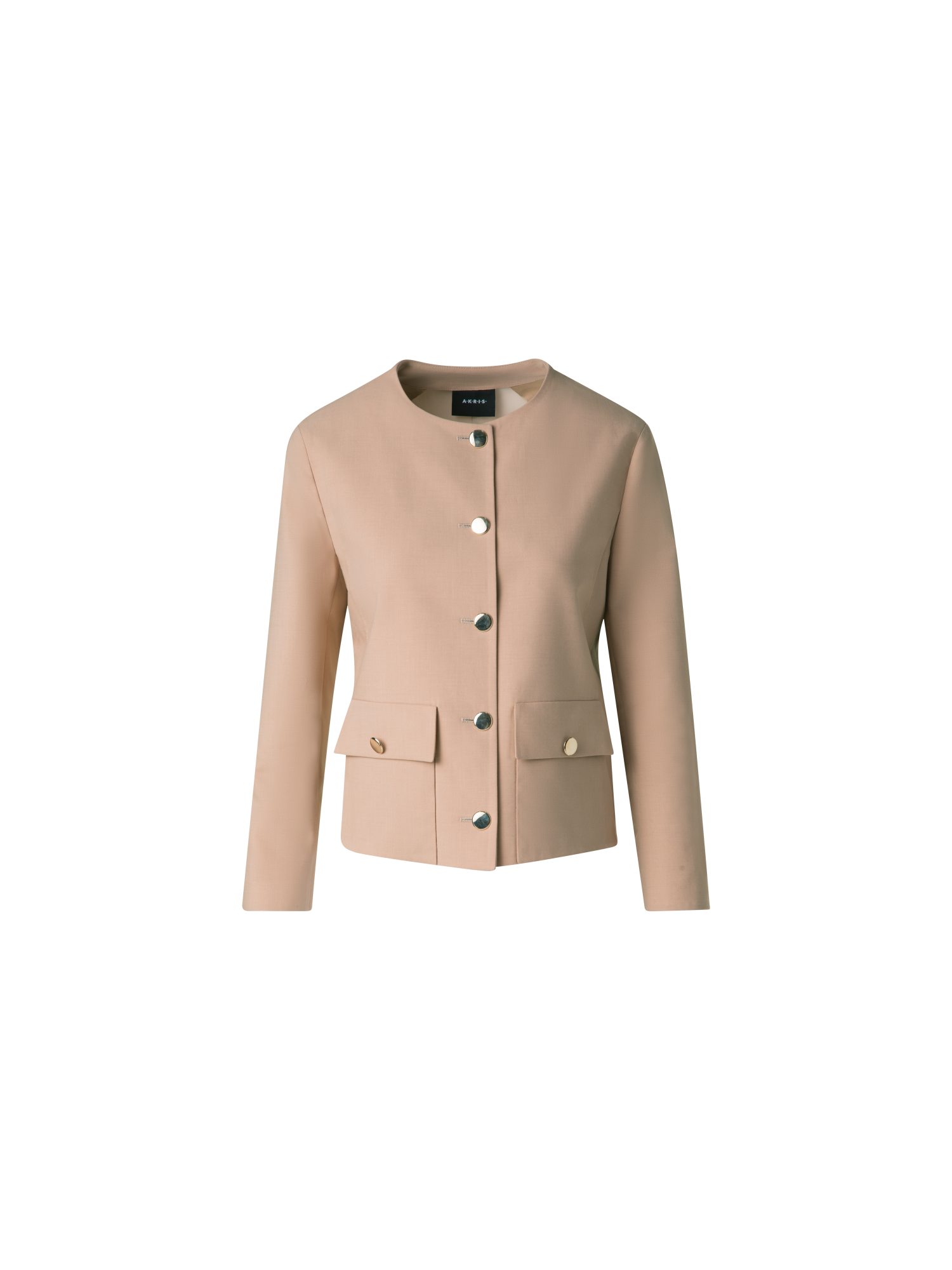 Designer Cotton Double-Face Jacket with Gold Buttons - neutral - pastel - beige