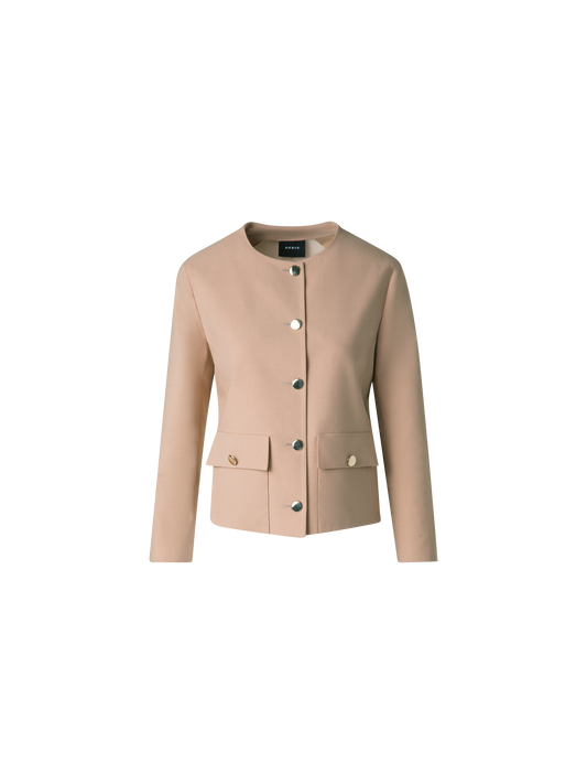 Designer Cotton Double-Face Jacket with Gold Buttons - neutral - pastel - beige