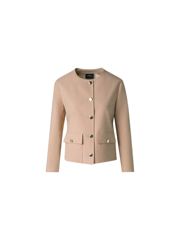 Designer Cotton Double-Face Jacket with Gold Buttons - neutral - pastel - beige