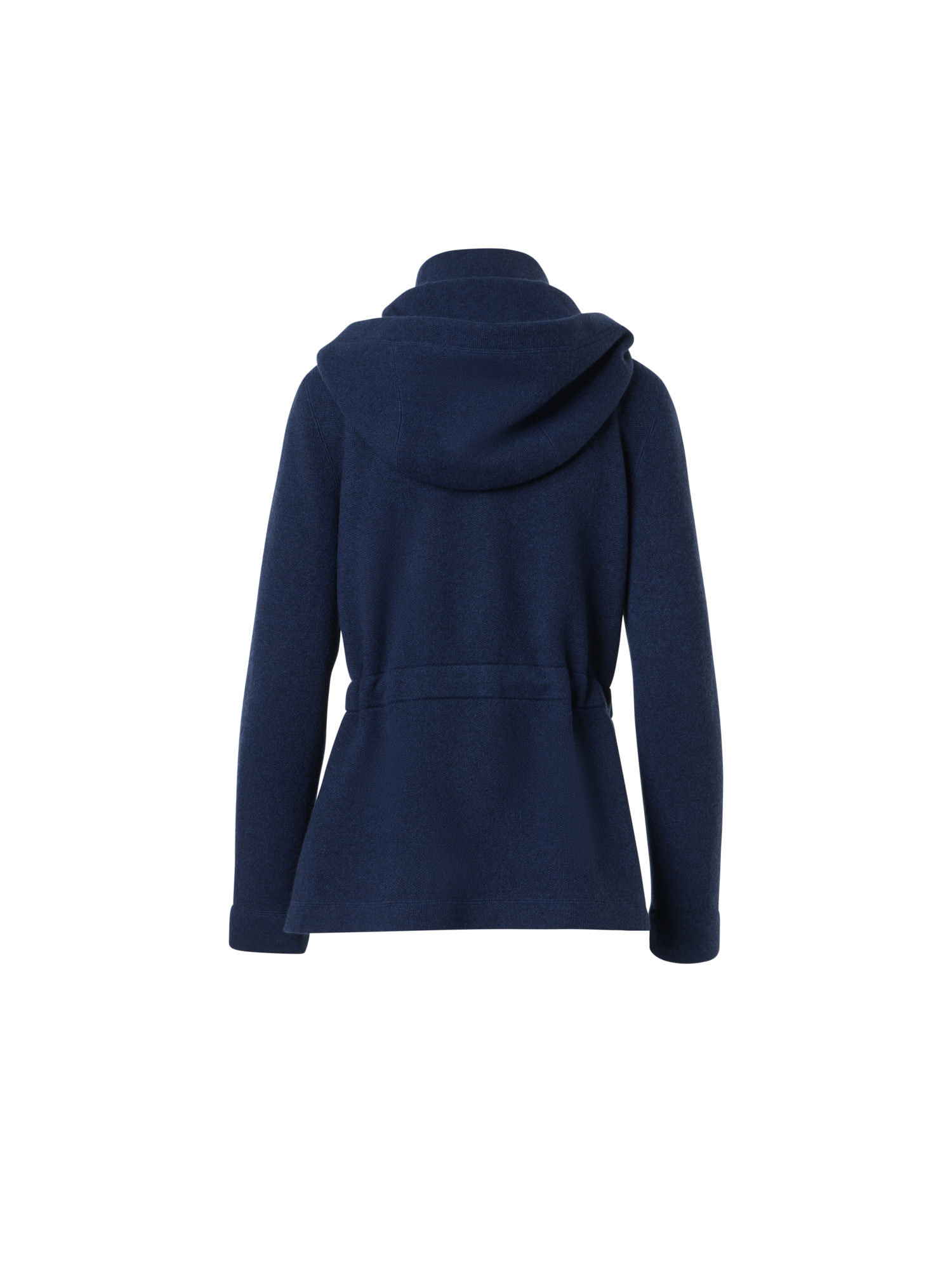 Designer Cashmere Piqué Hooded Knit Jacket - navy