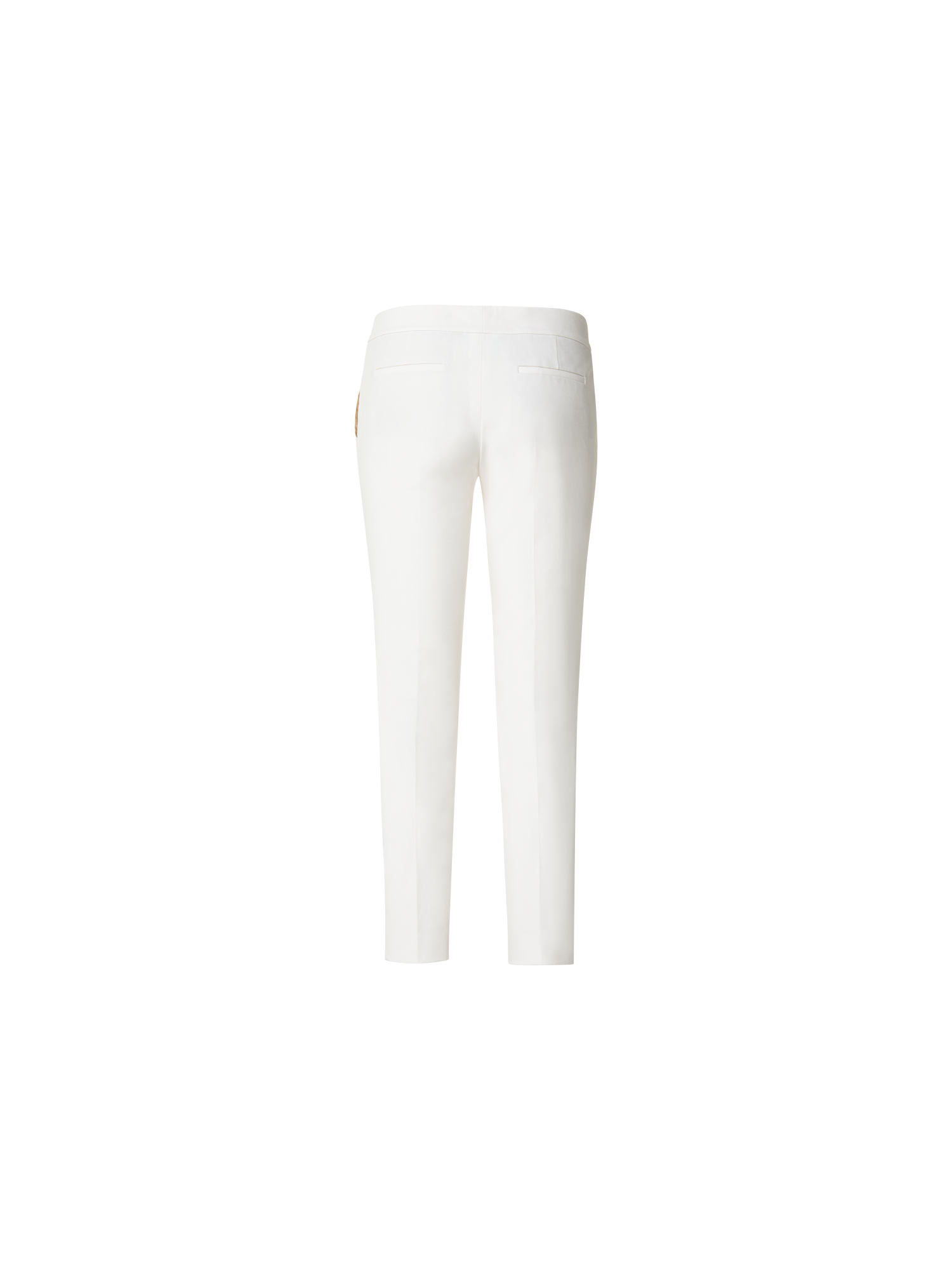 Designer Cropped Slim Cotton Stretch Pant - ecru - white