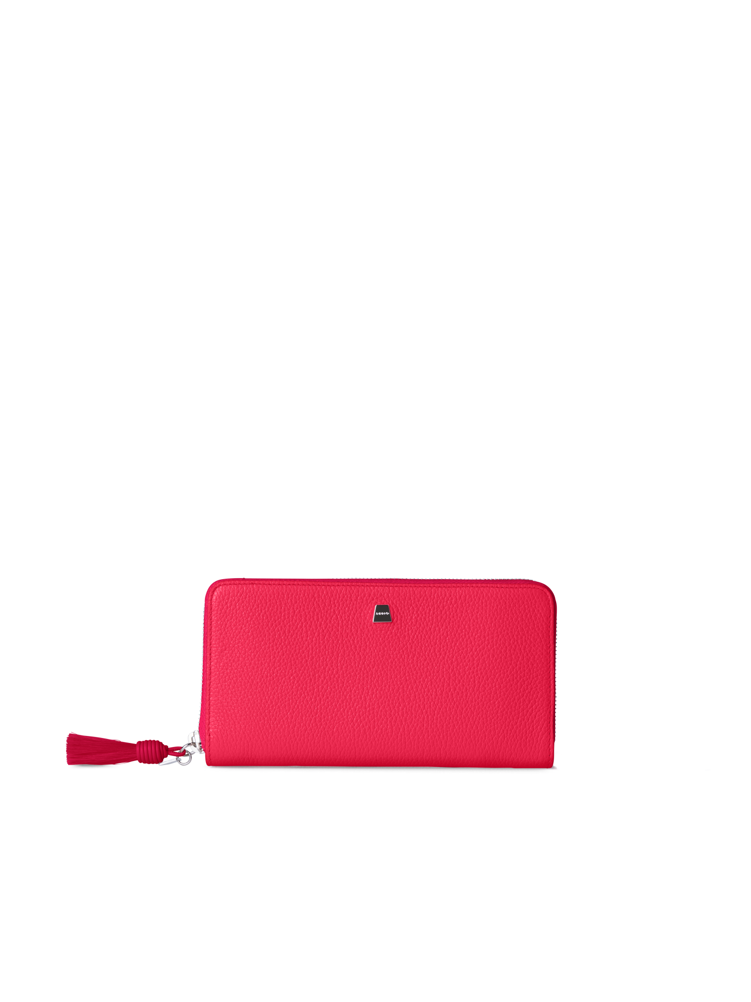 Designer Long Zip Around Wallet in Leather - red