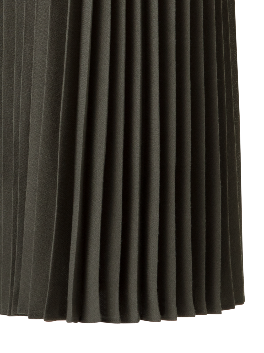 Designer Midi Pleated Skirt in Wool Blend - neutral - green