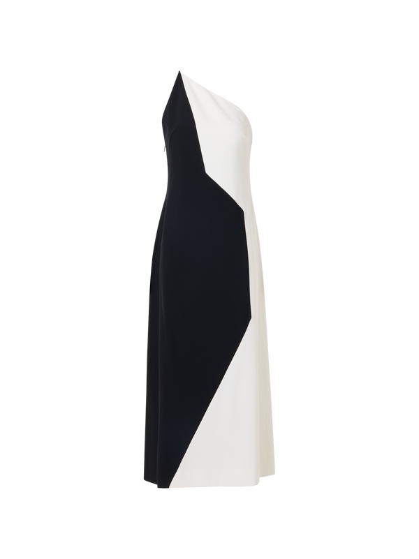 Designer One Shoulder Midi Dress with Open Back - multicolor