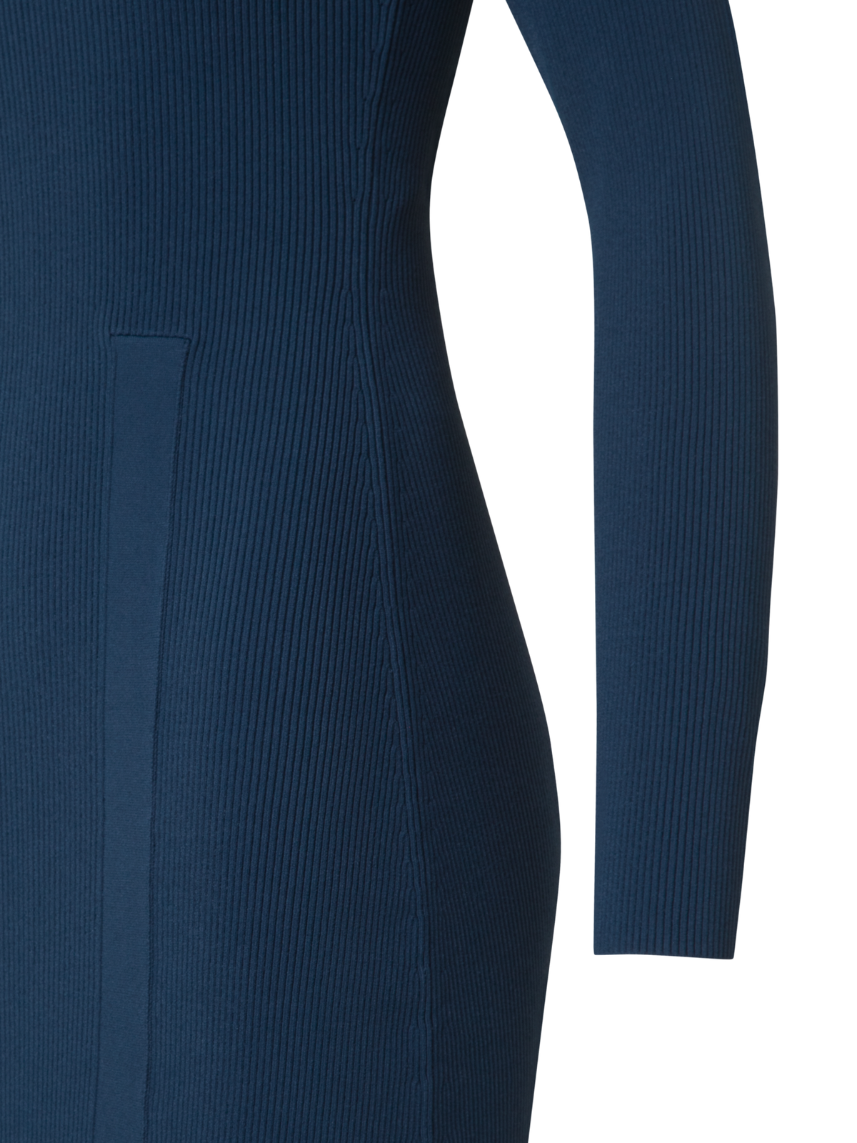 Designer Long-Sleeve Tube Dress in Rib Knit Stretch - neutral - navy - blue