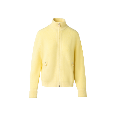 Ribbed Zip Cardigan in Cashmere Knit