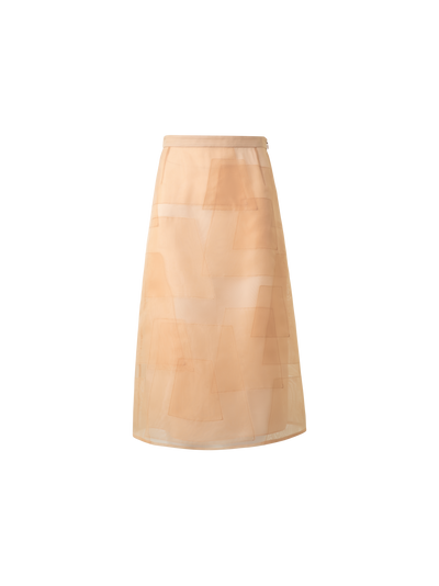 Designer Trapezoid Embellished Sheer Organza Skirt - pastel - pink