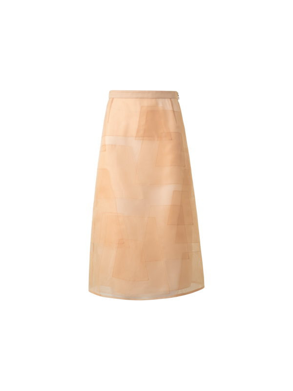 Designer Trapezoid Embellished Sheer Organza Skirt - pastel - pink