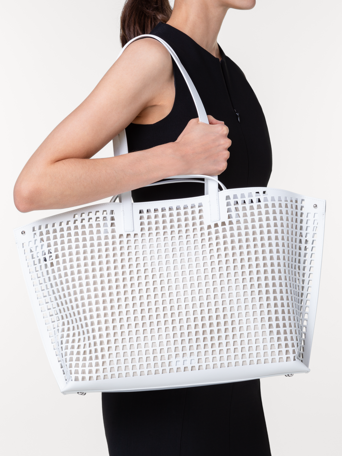 Designer Ai Medium Shoulder Tote - neutral - white #editorial