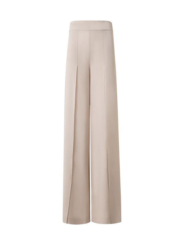 Designer Wide Silk Georgette Pants with Slits - neutral - beige