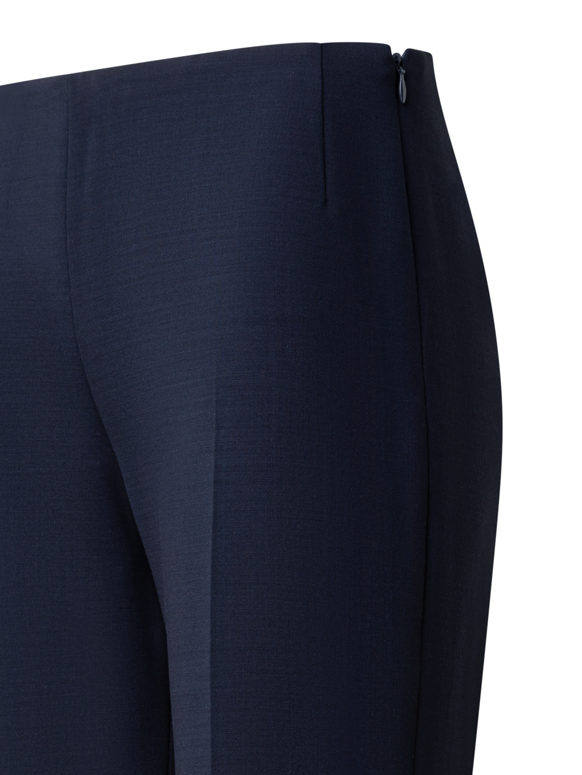 Designer Straight Wool Double-Face Pants - navy - blue