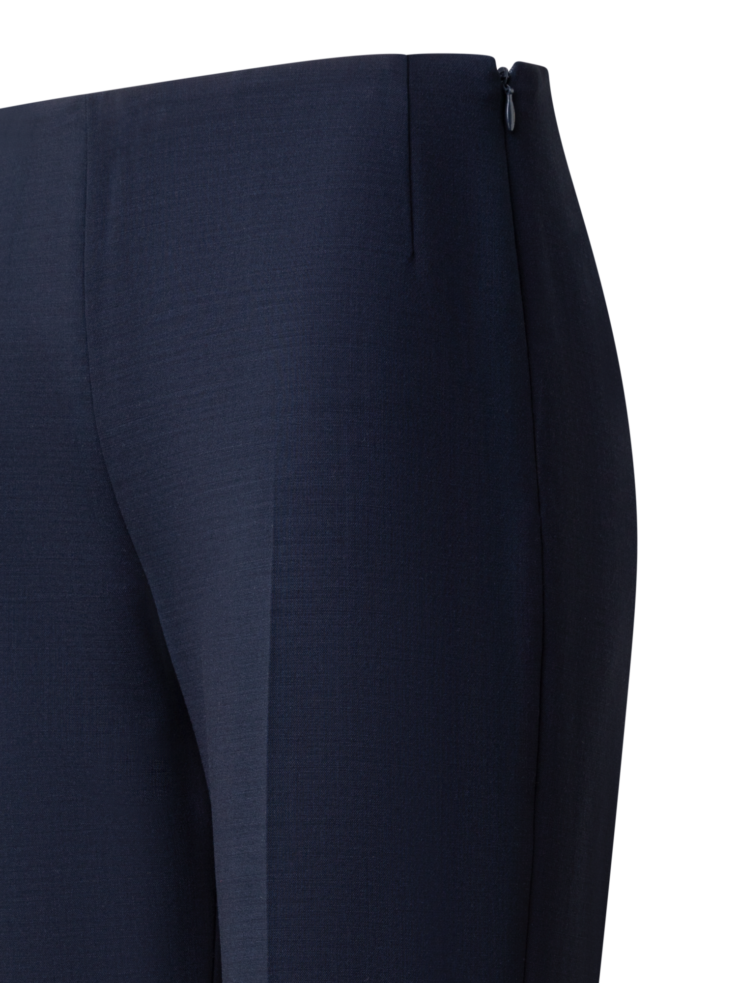 Designer Straight Wool Double-Face Pants - navy - blue
