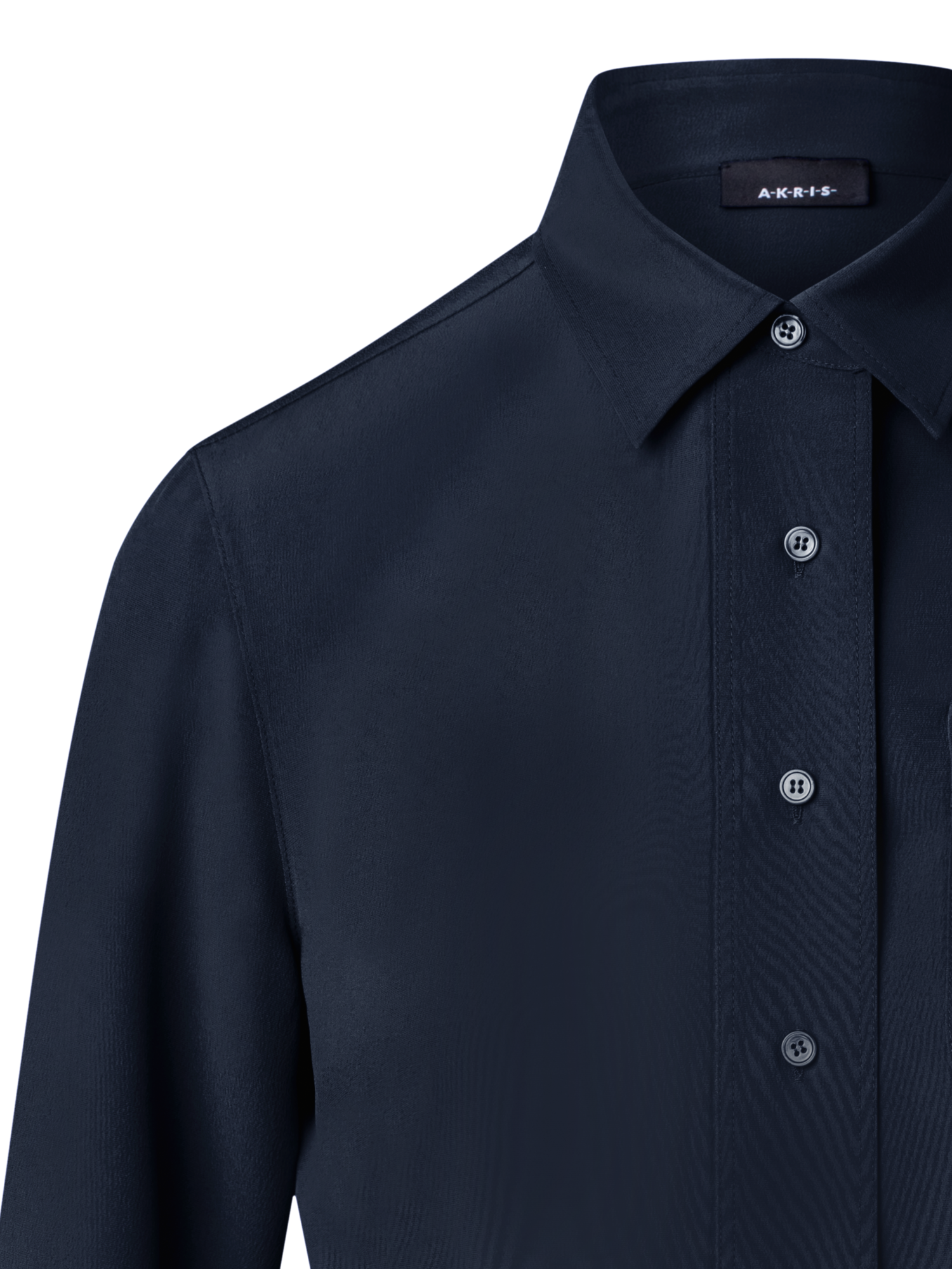 Designer Silk Crêpe Shirt Blouse - navy - blue