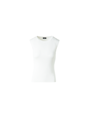 Designer Sleeveless Stretch-Silk Knit Top - ecru