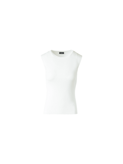 Designer Sleeveless Stretch-Silk Knit Top - ecru