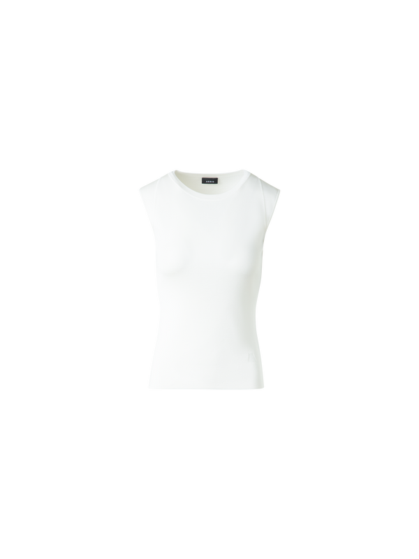 Designer Sleeveless Stretch-Silk Knit Top - ecru
