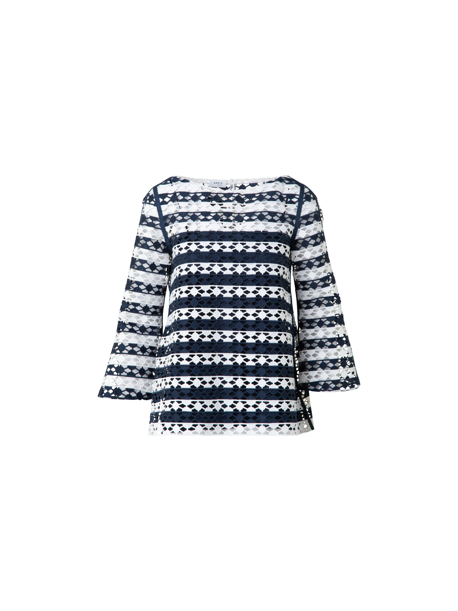 Designer Top in Stripe Embroidery - navy - multicolor - ecru - white
