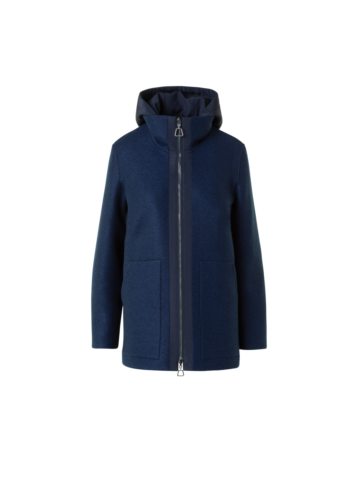 Designer Reversible Cashmere Jacket with Removable Hood - neutral - navy - blue