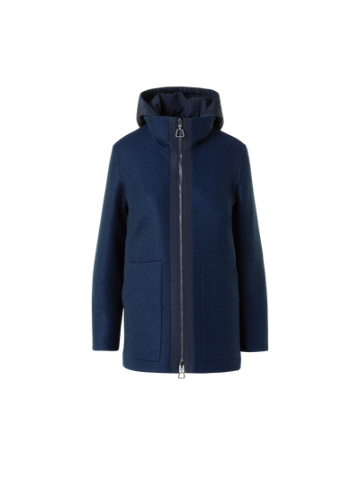 Designer Reversible Cashmere Jacket with Removable Hood - neutral - navy - blue