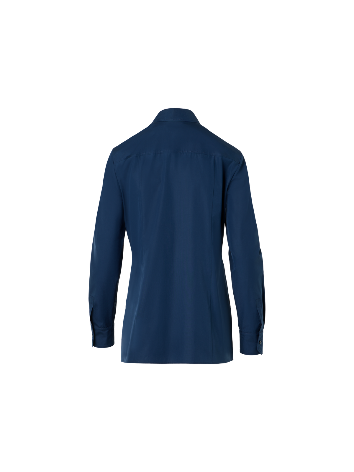 Designer Cotton Poplin Blouse with Pleated Front - blue