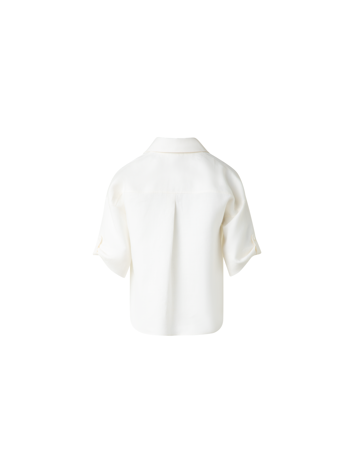 Designer Cropped Washed Linen Blouse - neutral - ecru - white